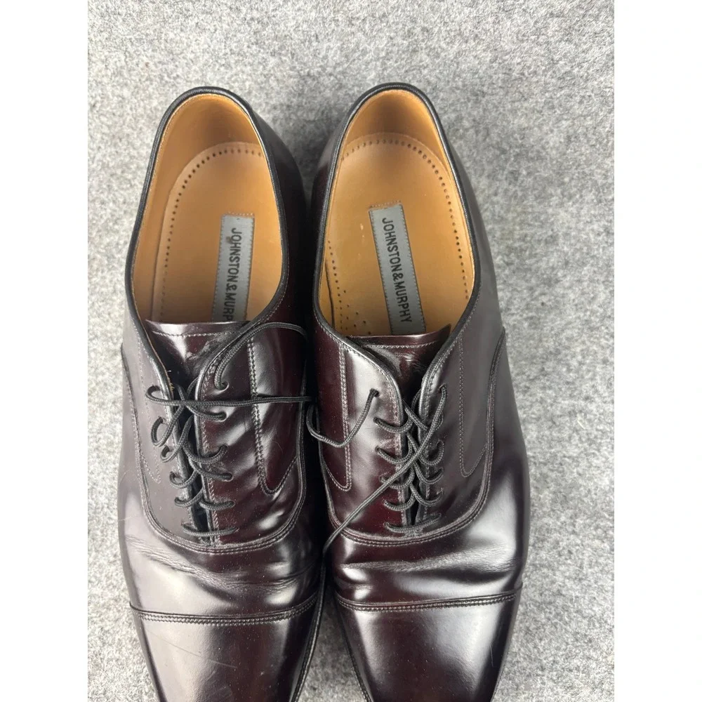 Johnston & Murphy Oxford Shoes Mens 11 Burgundy Cap Toe Leather 22-02985